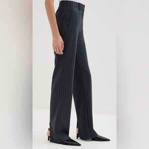 Anine Bing Drew Pants Tailored Wool Blend Flare Trousers Gray Size 34